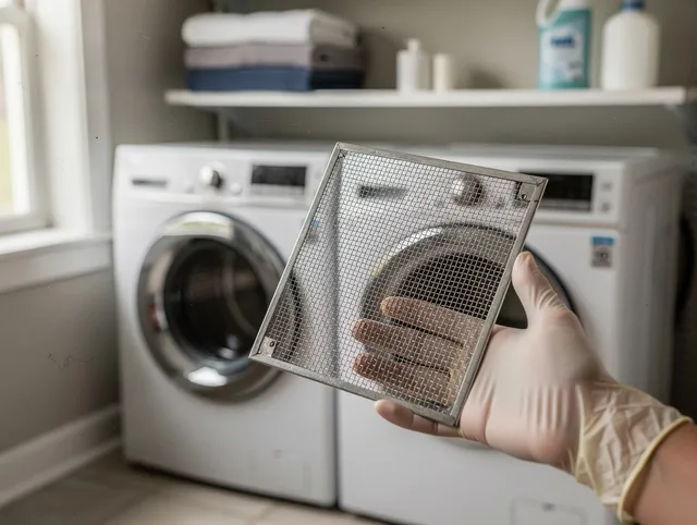 Seven Hills Dryer Vent Cleaning specialist performing detailed lint trap cleaning service in Seven Hills